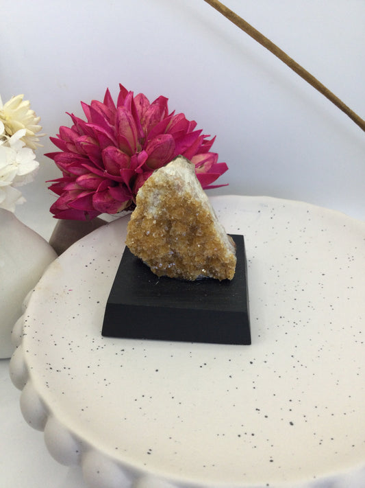 Citrine Cluster on Wood Base (EI2)