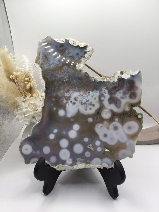 Ocean Jasper Slab on Black Stand