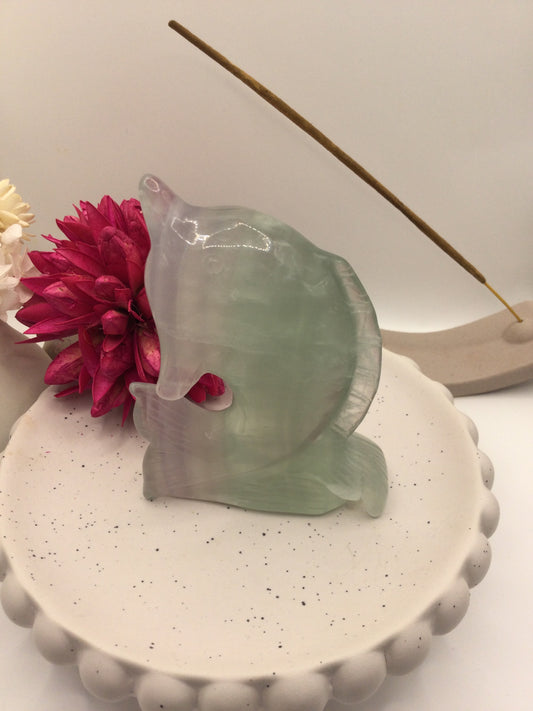 Fluorite Dolphin Carving (HO1)